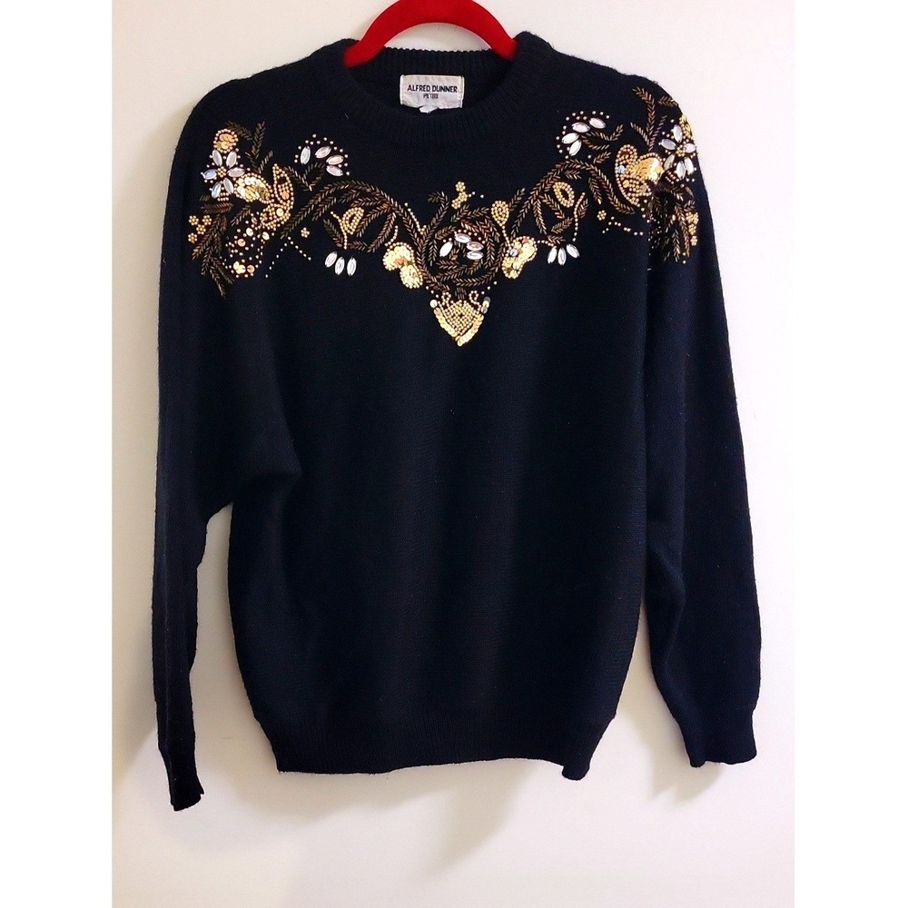Vintage Alfred Dunner Holiday Embroidery Crewneck Sweater Size L